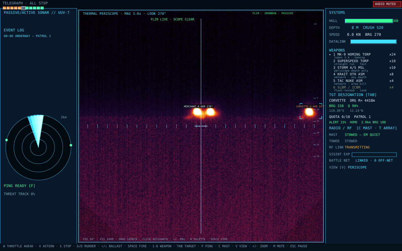 Ironbow palette at 3×, a designated corvette